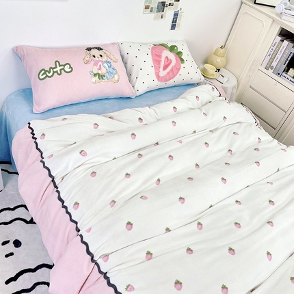 浩诚 2024新款ins风牛奶绒印花四件套 公主小兔