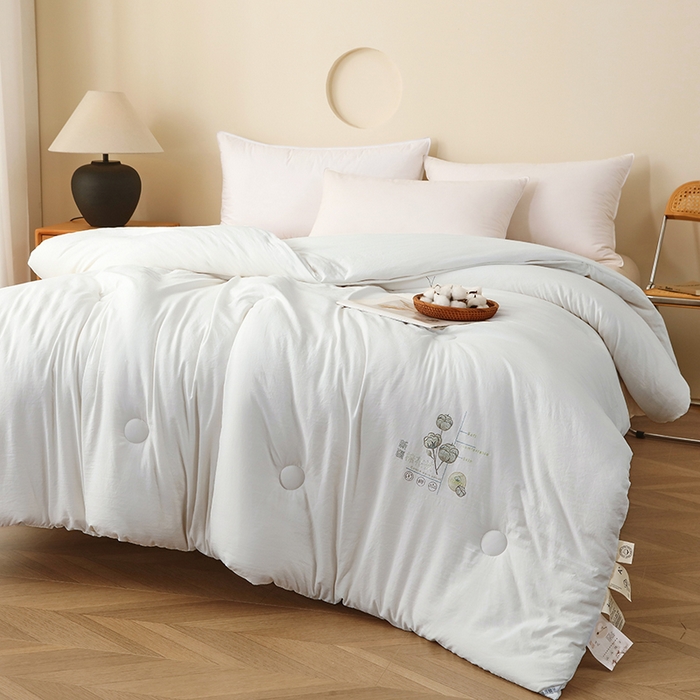 91家纺网 家纺一手货源 找家纺 爱宝被业 2025新款可拆洗水洗棉棉花被芯被子被芯 白色