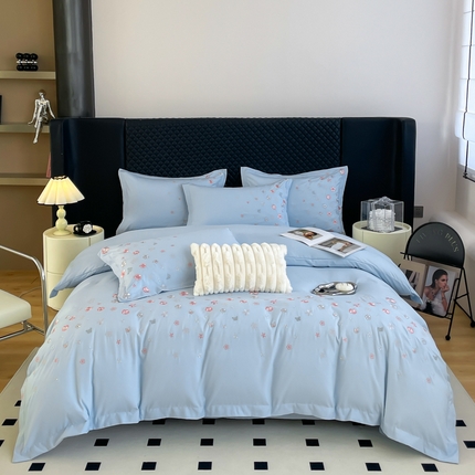 梧桐家居 2024新款120g花海系列亲肤棉四件套 花海-天空蓝
