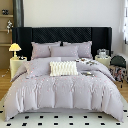 梧桐家居 2024新款120g花海系列亲肤棉四件套 花海-浅灰