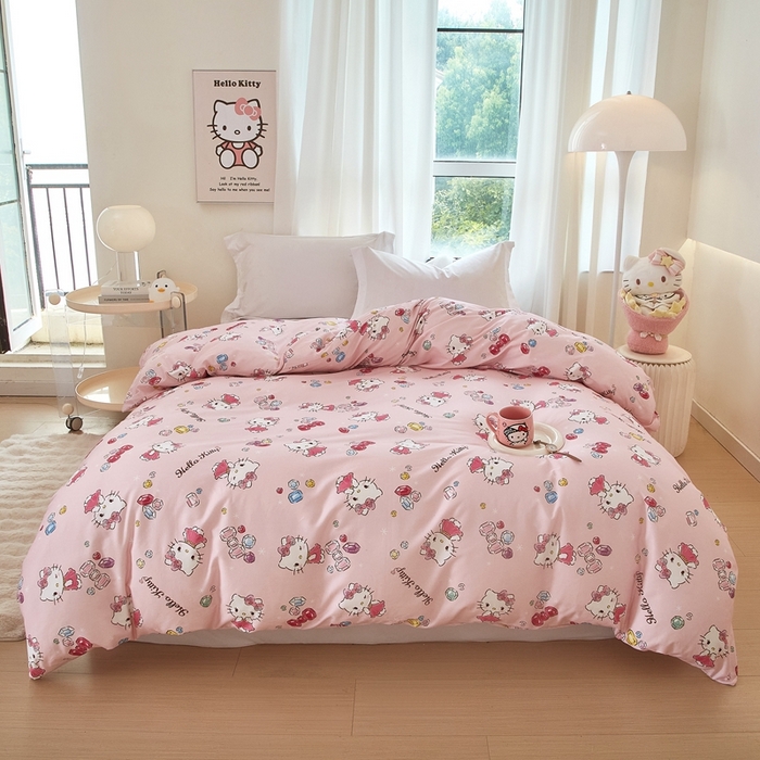 91家纺网 家纺一手货源 找家纺 蘭菲家纺 2024新款全棉小版卡通三丽鸥单被套 小甜心