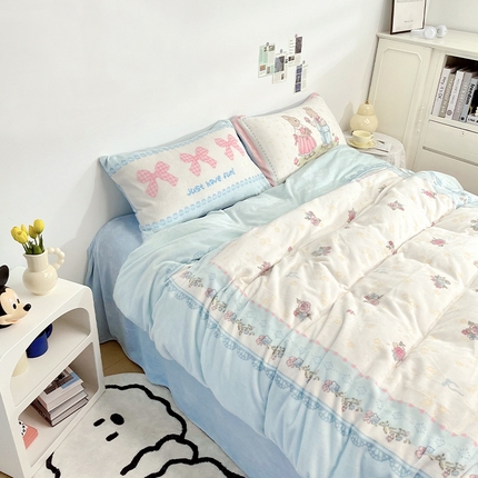 （总）浩诚 2024新款ins风牛奶绒印花四件套