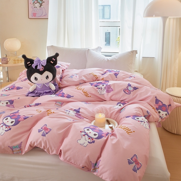 91家纺网 家纺一手货源 找家纺 蘭菲家纺 2024新款全棉小版卡通三丽鸥单被套 小甜酱.粉