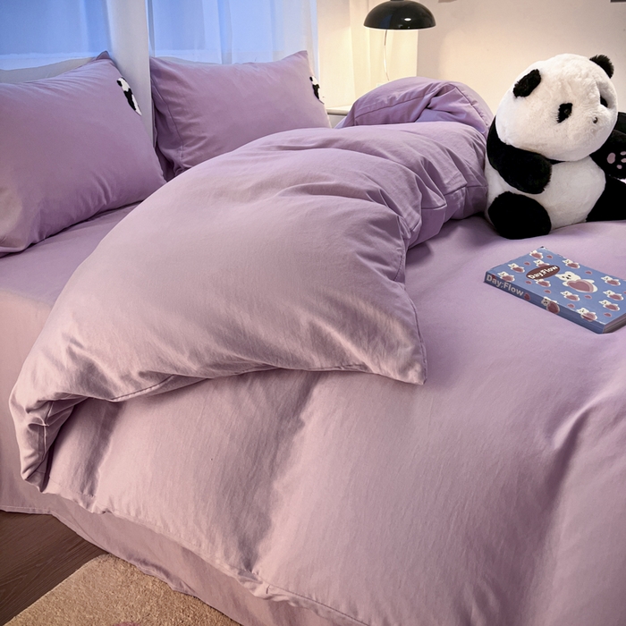 91家纺网 家纺一手货源 找家纺 葡萄家 2024新款超柔水洗棉毛巾绣四件套熊猫香芋紫