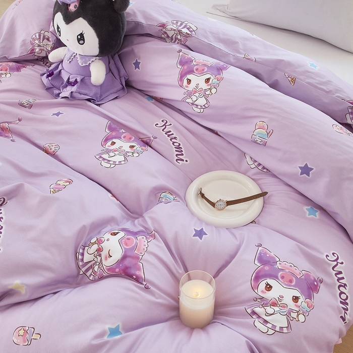 91家纺网 家纺一手货源 找家纺 蘭菲家纺 2024新款全棉小版卡通三丽鸥单被套 小甜筒