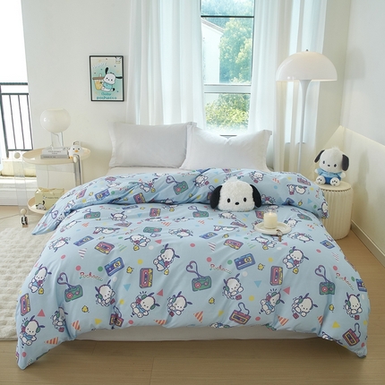 蘭菲家纺 2024新款全棉小版卡通三丽鸥单被套 演唱会.蓝