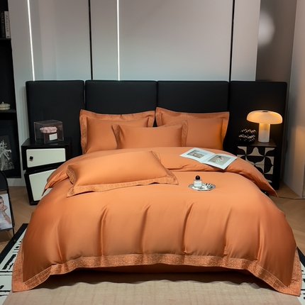 梧桐家居 2024新款50双股100支罗意威系列四件套 罗意威-爱玛橙