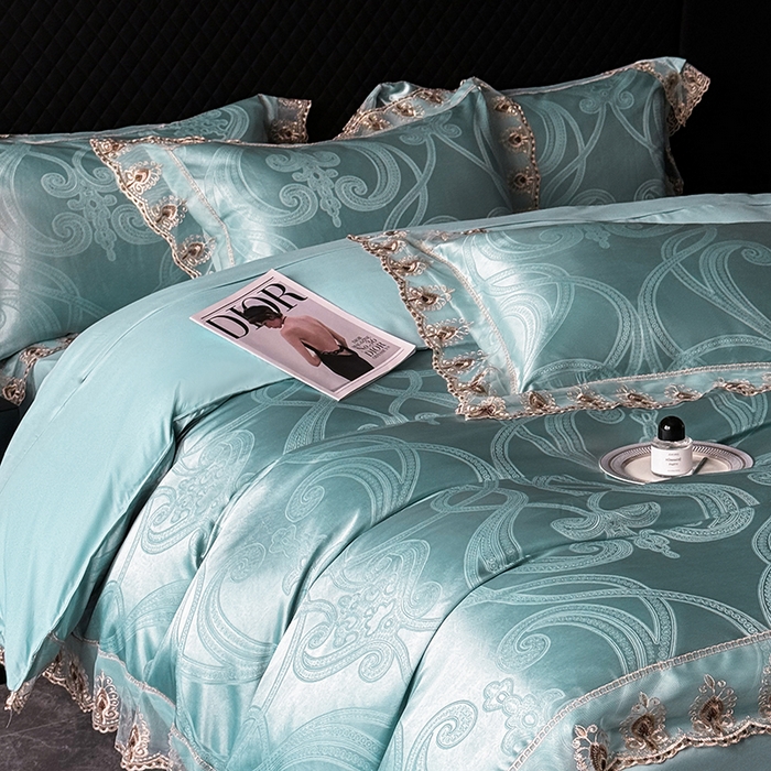 91家纺网 家纺一手货源 找家纺 七夜居 2025新款蕾丝花边欧式贡缎提花四件套礼盒装 歌德