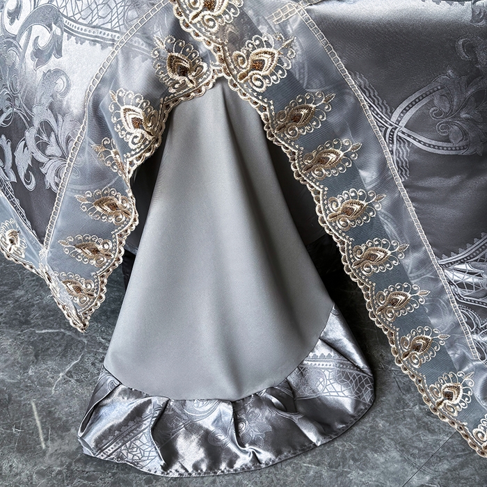 91家纺网 家纺一手货源 找家纺 七夜居 2025新款蕾丝花边欧式贡缎提花四件套礼盒装 本奎