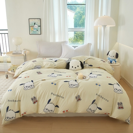 蘭菲家纺 2024新款全棉小版卡通三丽鸥单被套 大眼睛狗.米