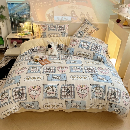 91家纺网 家纺一手货源 找家纺 （总）瑞莱 （上新）2025新款印花牛奶绒四件套-卡通系列