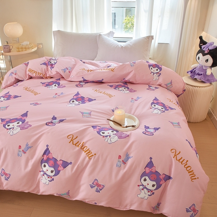 91家纺网 家纺一手货源 找家纺 蘭菲家纺 2024新款全棉小版卡通三丽鸥单被套 小甜酱.粉