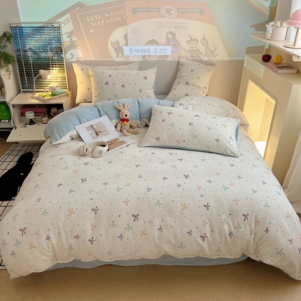 91家纺网 家纺一手货源 找家纺 （总）瑞莱 2024新款印花牛奶绒四件套-ins少女系列