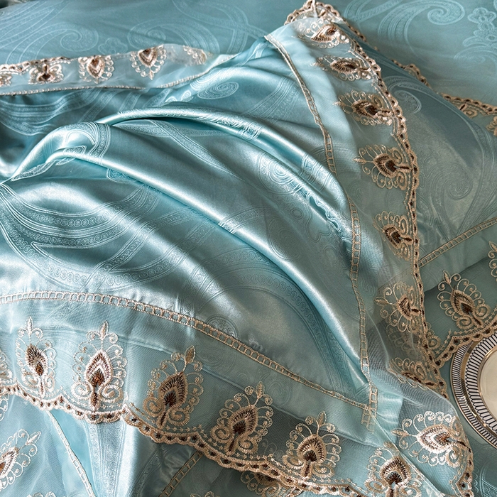 91家纺网 家纺一手货源 找家纺 七夜居 2025新款蕾丝花边欧式贡缎提花四件套礼盒装 歌德