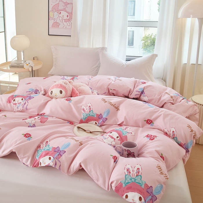 91家纺网 家纺一手货源 找家纺 蘭菲家纺 2024新款全棉小版卡通三丽鸥单被套 小美(圆）