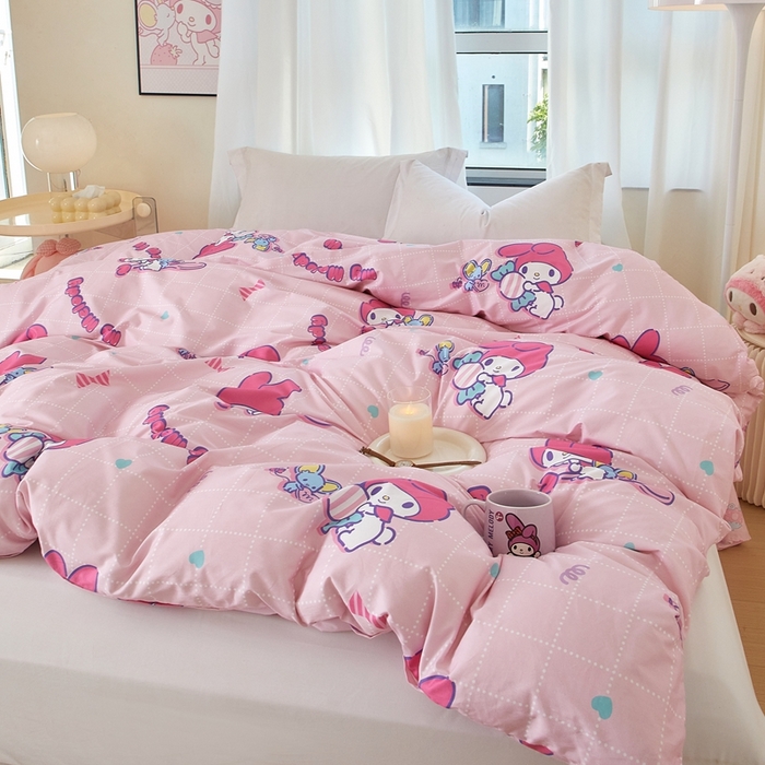 91家纺网 家纺一手货源 找家纺 蘭菲家纺 2024新款全棉小版卡通三丽鸥单被套 美食家