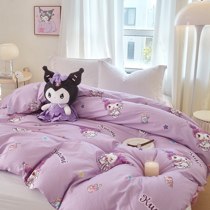 91家纺网 家纺一手货源 找家纺 蘭菲家纺 2024新款全棉小版卡通三丽鸥单被套 小甜筒