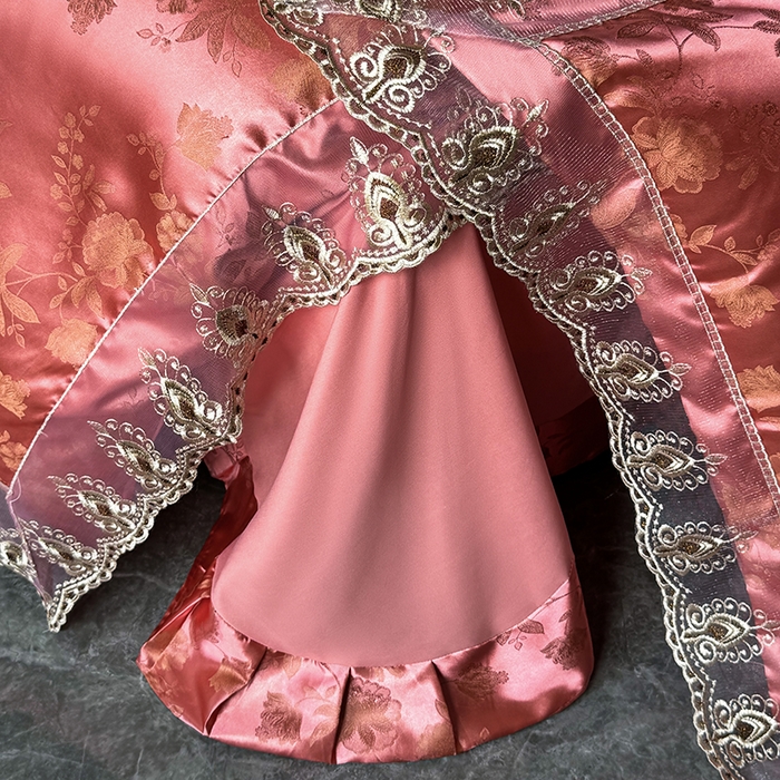 91家纺网 家纺一手货源 找家纺 七夜居 2025新款蕾丝花边欧式贡缎提花四件套礼盒装 花漾-红