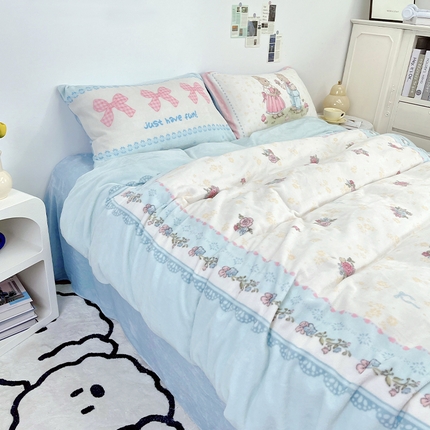 浩诚 2024新款ins风牛奶绒印花四件套 爱丽丝