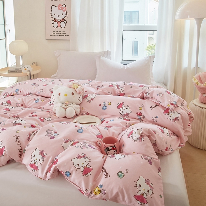 91家纺网 家纺一手货源 找家纺 蘭菲家纺 2024新款全棉小版卡通三丽鸥单被套 小甜心