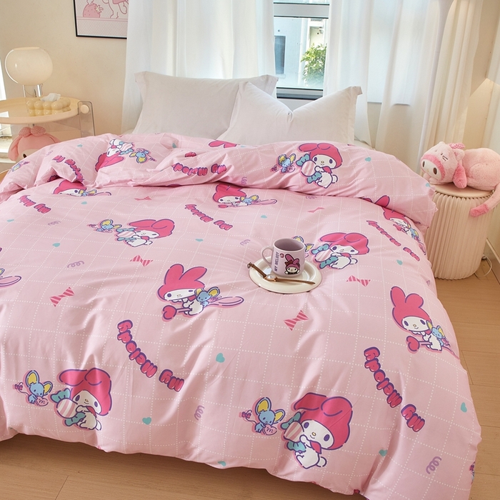 91家纺网 家纺一手货源 找家纺 蘭菲家纺 2024新款全棉小版卡通三丽鸥单被套 美食家