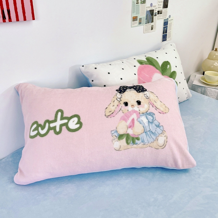 91家纺网 家纺一手货源 找家纺 浩诚 2024新款ins风牛奶绒印花四件套 公主小兔