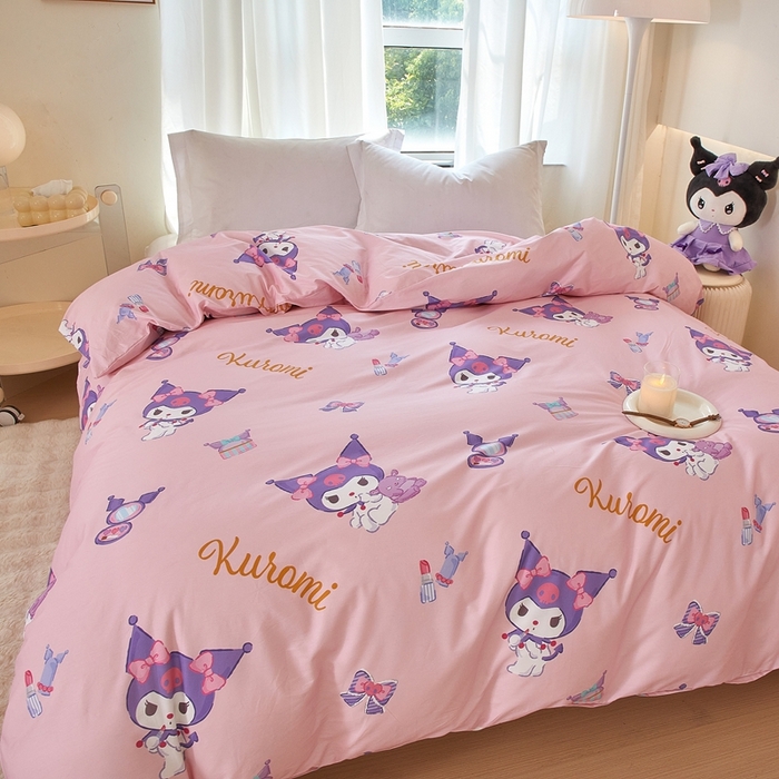 91家纺网 家纺一手货源 找家纺 蘭菲家纺 2024新款全棉小版卡通三丽鸥单被套 小甜酱.粉