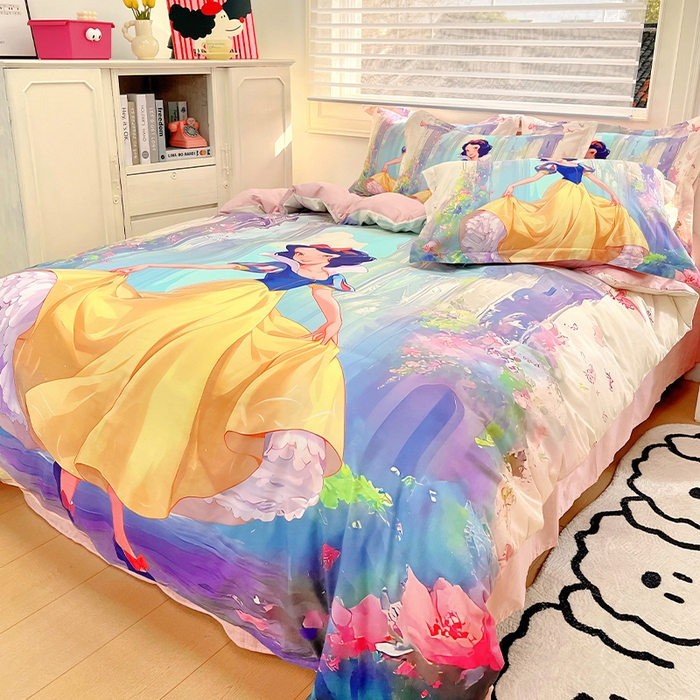 91家纺网 家纺一手货源 找家纺 浩诚 2024新款女孩款全棉大版卡通四件套 快乐宝贝