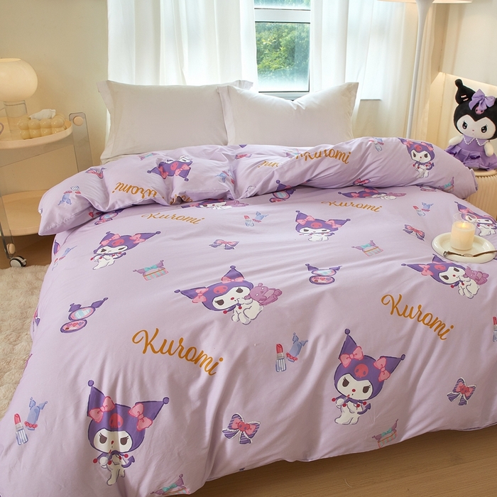 91家纺网 家纺一手货源 找家纺 蘭菲家纺 2024新款全棉小版卡通三丽鸥单被套 小甜酱.紫