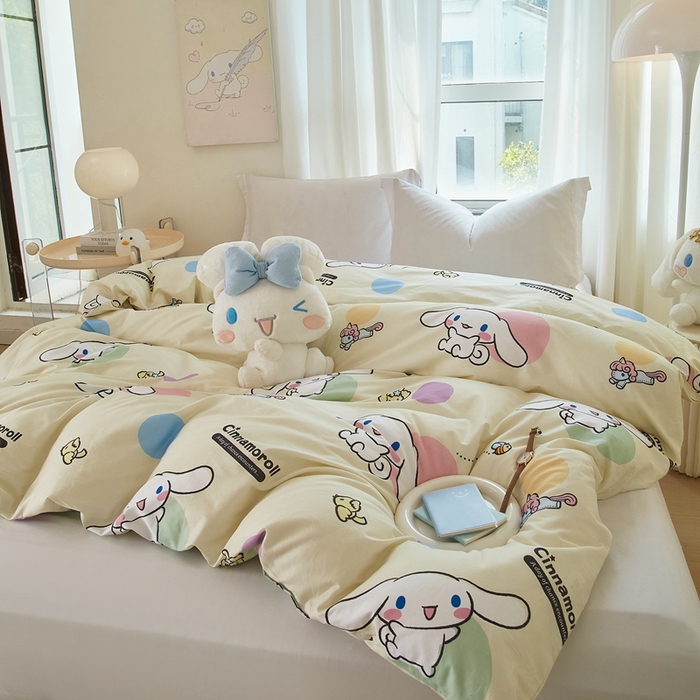 91家纺网 家纺一手货源 找家纺 蘭菲家纺 2024新款全棉小版卡通三丽鸥单被套 开心狗