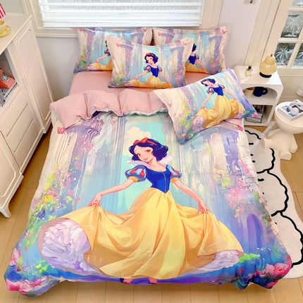 浩诚 2024新款女孩款全棉大版卡通四件套 快乐宝贝