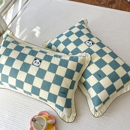 91家纺网 家纺一手货源 找家纺 （总）呦呦南宋 2024新款韩版宽边锁线枕套48x74cm单只装高克重芦荟棉单品枕头套