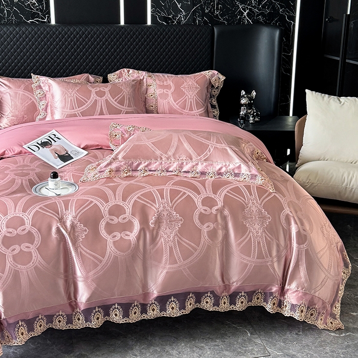 91家纺网 家纺一手货源 找家纺 七夜居 2025新款蕾丝花边欧式贡缎提花四件套礼盒装 梦语