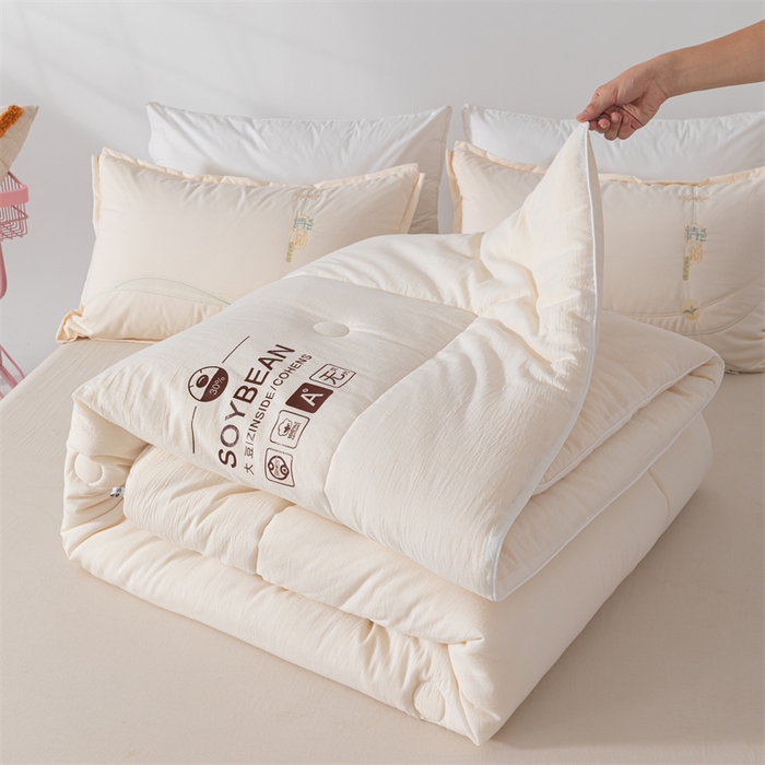 91家纺网 家纺一手货源 找家纺 2025新款A类全棉大豆纤维被加厚冬被春秋被子被芯子母被带子母扣
