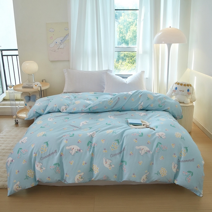 91家纺网 家纺一手货源 找家纺 蘭菲家纺 2024新款全棉小版卡通三丽鸥单被套 小清新