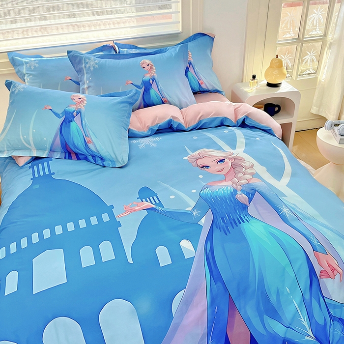 91家纺网 家纺一手货源 找家纺 浩诚 2024新款女孩款全棉大版卡通四件套 莎莎公主