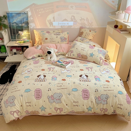 91家纺网 家纺一手货源 找家纺 （总）瑞莱 （上新）2025新款印花牛奶绒四件套-卡通系列