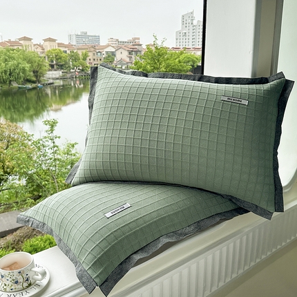 91家纺网 家纺一手货源 找家纺 总【呦呦南宋】2025 纯棉A类针织拉链款银标枕套48✖74cm撞色设计感立体花纹四季通用一对装重磅全棉单品枕头套