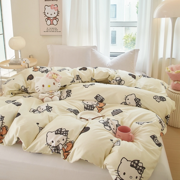 91家纺网 家纺一手货源 找家纺 蘭菲家纺 2024新款全棉小版卡通三丽鸥单被套 小布熊