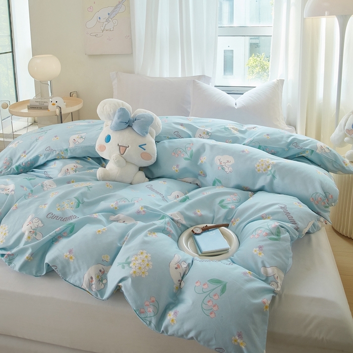 91家纺网 家纺一手货源 找家纺 蘭菲家纺 2024新款全棉小版卡通三丽鸥单被套 小清新