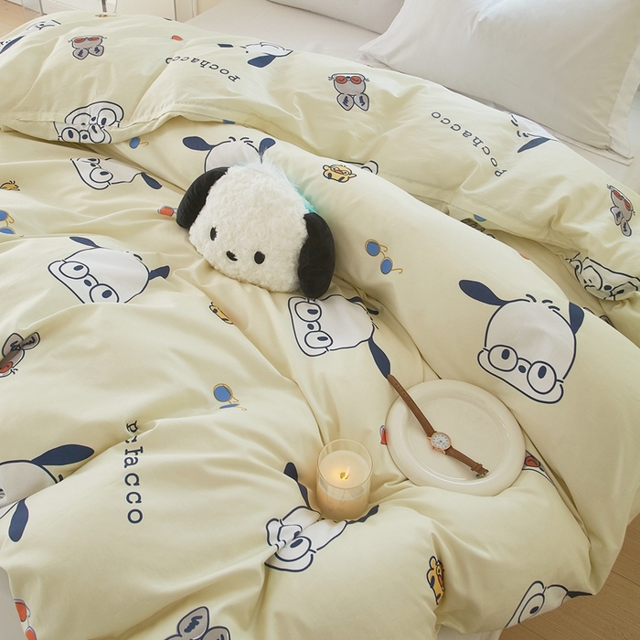 91家纺网 家纺一手货源 找家纺 蘭菲家纺 2024新款全棉小版卡通三丽鸥单被套 大眼睛狗.米