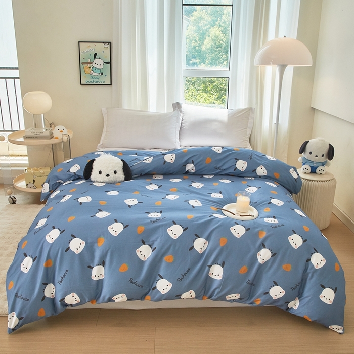 91家纺网 家纺一手货源 找家纺 蘭菲家纺 2024新款全棉小版卡通三丽鸥单被套 小金豆.灰