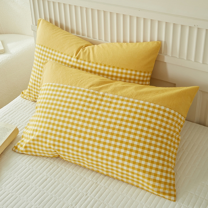 91家纺网 家纺一手货源 找家纺 总【呦呦南宋】母婴级A类单品枕套100%纯棉色织水洗棉枕套 格子一对装全棉枕头套