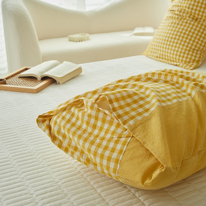 91家纺网 家纺一手货源 找家纺 总【呦呦南宋】母婴级A类单品枕套100%纯棉色织水洗棉枕套 格子一对装全棉枕头套