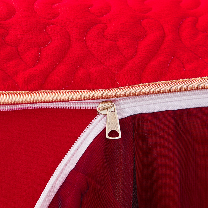 91家纺网 家纺一手货源 找家纺 罗艺轩 2024新款高克重水晶绒夹棉床裙四件套-欧典风尚 欧典风尚-喜庆红