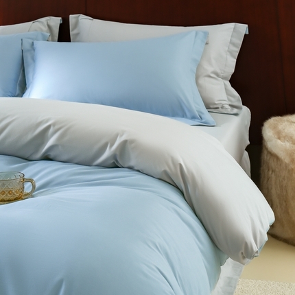 91家纺网 家纺一手货源 找家纺 秀色家纺 50支秋冬加厚保暖床上四件套纯棉全棉轻奢高端床品纯色磨毛三件套 瑞妮-轻紫+奶油