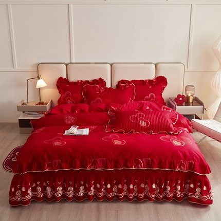 91家纺网 家纺一手货源 找家纺 （总）宜凡家纺 2024新款A类全棉大红印花床盖四件套
