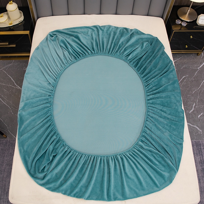 91家纺网 家纺一手货源 找家纺 柏薇 2024新款200克重保暖牛奶绒纯色床笠单品 浅绿