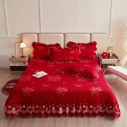 91家纺网 家纺一手货源 找家纺 （总）宜凡家纺 2024新款A类全棉大红印花床盖三件套