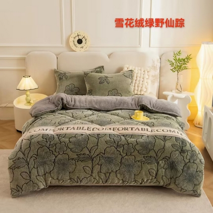 91家纺网 家纺一手货源 找家纺 （总）畅销被业2025新款加厚保暖雪花绒冬被春秋被被子被芯（跨境）